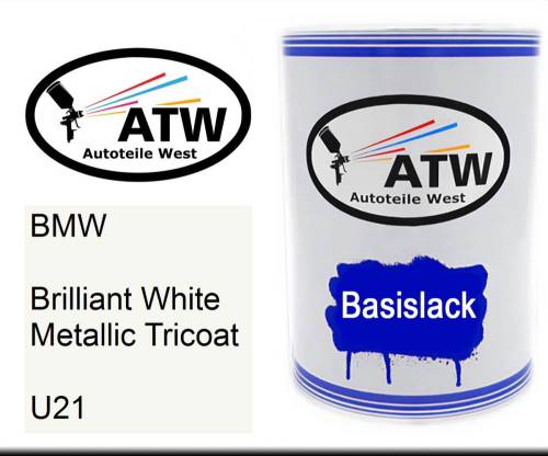 BMW, Brilliant White Metallic Tricoat, U21: 500ml Lackdose, von ATW Autoteile West.